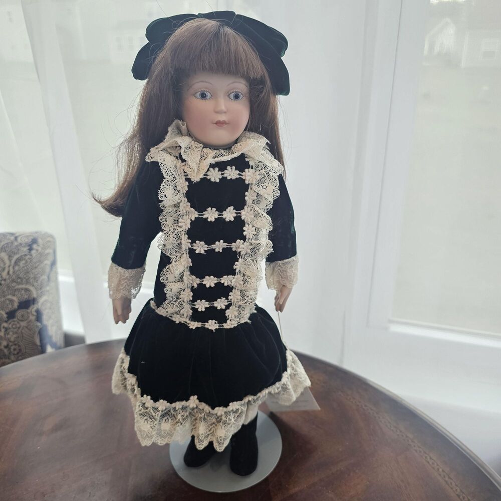 Vintage Victorian Gothic Doll | Emerald Green Velvet & Lace